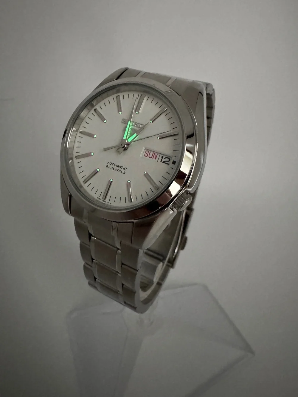Seiko 5 Automatic SNK355 Silver Dial 37mm Men's Watch Box Papers